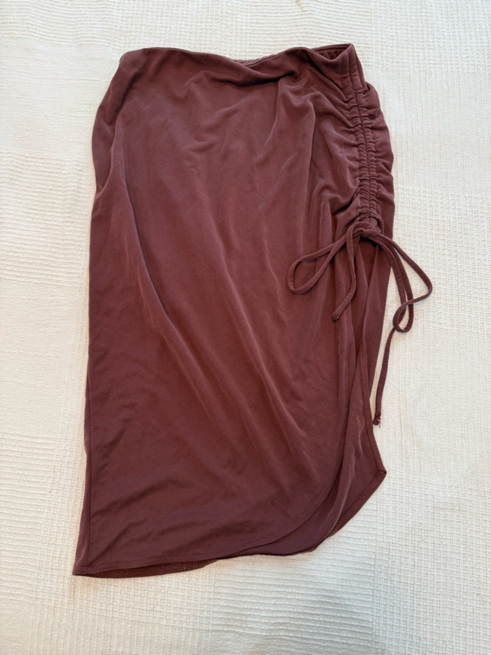 Burgundy Midi Skirt with Side Tie